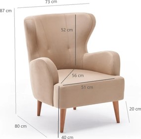 Křeslo Karina samet krémové