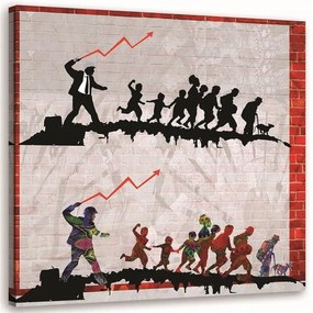 Obraz na plátně Banksy Nástěnné malby Street Art - 60x60 cm
