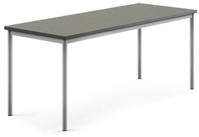 Stôl SONITUS, 1800x700x720 mm, linoleum - tmavošedá, strieborná