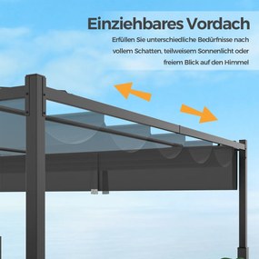 3,1 x 3,1 m pergola s posuvnou strechou Vodotesný altánok Zimovzdorný záhradný altánok Sivá