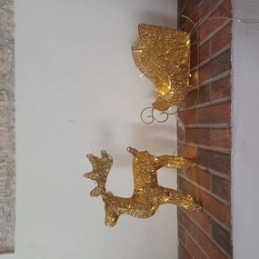 DECOLED LED svetelný jeleň so sánkami, 40 cm, teplá biela