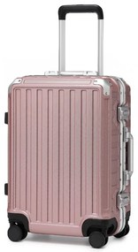 Konofactory Zlato-ružový prémiový široký kufor s hliníkovým rámom "Alfa" - M (35l)