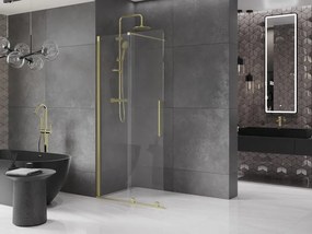 Mexen Velar, posuvné dvere do otvoru typ Walk-In 110 cm, 8mm číre sklo, zlatá matná, 871-110-000-03-55