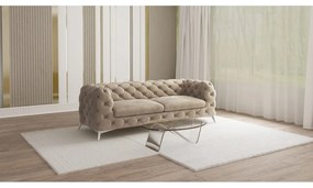 Sivobéžová zamatová pohovka 225 cm Chelsea – Ropez