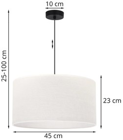 Závesné svietidlo Juta, 1x biele jutové tienidlo, (fi 45cm), b