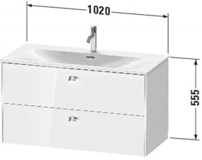 DURAVIT Brioso závesná skrinka pod umývadlo, 2 zásuvky, 1020 x 479 x 555 mm, biela vysoký lesk, BR431302222