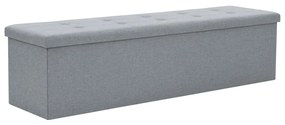 Skladacia úložná lavica umelý ľan 150x38x38 cm bledošedá