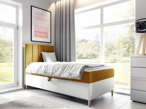 Kontinentálna posteľ Junior Kamire 1, Strana: ľavá, Rozmer postele: 90x200, Dostupné poťahy: ekokoža Soft 017 (biela) + Fresh 01