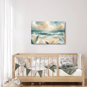 Obraz – Maľovaná pláž v jemných farbách (90x60 cm)
