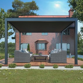 Hliníková bioklimatická pergola s el. lamelami 3 x 4 M + LED osvetlenie