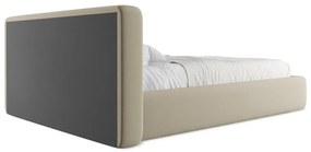 Béžová čalúnená dvojlôžková posteľ s úložným priestorom s roštom 140x200 cm Kiana – Makamii