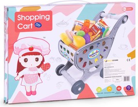 Detský nákupný vozík hračka so 18 doplnkami – supermarket/kuchyňa, pre deti 3+