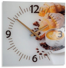 Kuchynské hodiny s drevenými ručičkami s kávičkou
