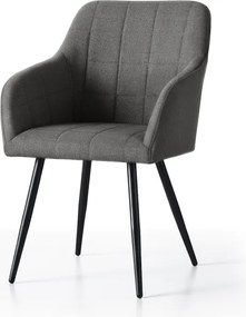 Sada šiestich jedálenských stoličiek LUXANO Lumos zamatové, grafitové / čierne nohy (6 ks)