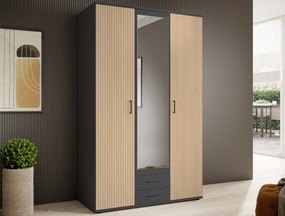 Šatníková skriňa Laurie, 120 cm, grafit/dub