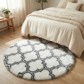 Protišmykový koberec DECOR biely / sivý 1 kruh