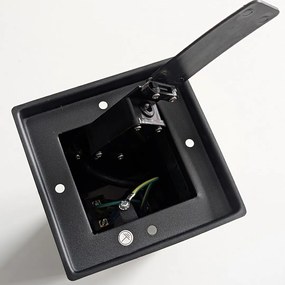 Elektrický záhradný stĺpik Electric, nerezová oceľ, 2 zásuvky, čierna, (20 cm)