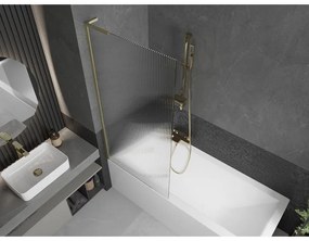 Mexen Next L, 1-krídlová vaňová zástena 80 x 150 cm, 6mm sklo s rebrovým vzorom, zlatý matný profil, 895-080-000-03-09-55