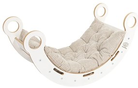 Biela/béžová hojdačka z borovicového dreva 39x75x38 cm Montessori – Meowbaby