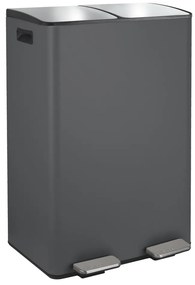 Tmavosivý oceľový odpadkový kôš 2x30 l na triedený odpad/nášľapný Aliya – Spirella