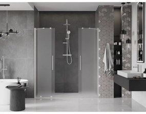 Mexen Velar Duo, posuvné sprchové dvere do otvoru 200 cm, 8mm sklo námraza, brúsená oceľ, 871-200-000-32-97