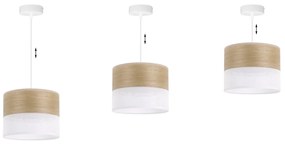 Závesné svietidlo Wood, 1x dýha zlatý dub/biele PVC tienidlo, (fi 20cm)