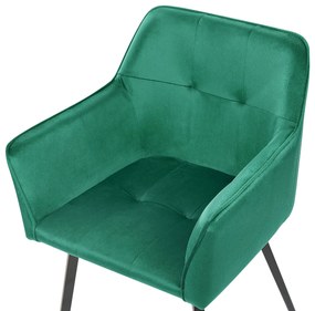 Sada 2 zamatových jedálenských stoličiek smaragdová zelená JASMIN Beliani