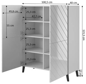 KOMODA DIOS ČIERNY LESK NA NOŽIČKÁCH 100 cm