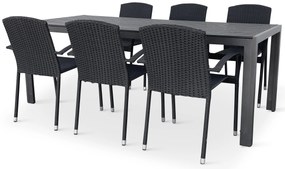Záhradný jedálenský set Viking XL 190cm + 6x ratanová stolička Roma