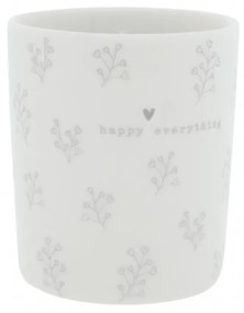 Mug White/Flower hearts in grey 8x8x9cm