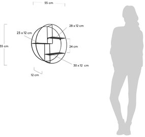 Čierna poschodová kovová polica 55 cm Across – Kave Home