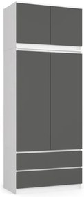 Skriňa s nadstavcom S 90 cm 2D 2SZ CLP biela / sivá