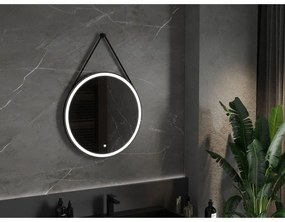 Mexen Reni, LED kúpeľňové zrkadlo s podsvietením 70x70 cm, 6000K, čierny rám, ochrana proti zahmlievaniu, 9812-070-070-611-70