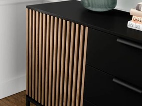 Komoda MEORATI 150x40 cm, čierna/dub artisan