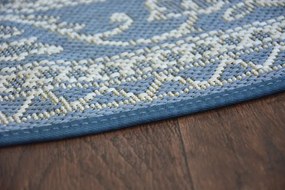 Koberec SIZAL FLAT  kruh 48691/591 kvety nebeský