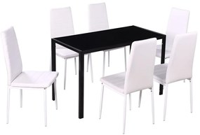 vidaXL Sedemdielna jedálenská súprava, čierno-biela