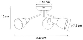 Klasické stropné bodové svetlo zlaté s matným sklom okrúhle 3-svetlo - Madi