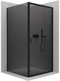 CERANO - Sprchovací kút Varone LINE L/P - čierna matná, grafitové sklo - 130x90 cm - posuvný, CER-CER-8050BD7226
