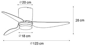Stropný ventilátor biely 123 cm vrátane LED stmievateľný s diaľkovým ovládaním - Patty