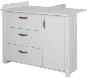 Biela nízka detská komoda s prebaľovacím pultom 126x99 cm Mila – Roba