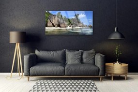 Obraz na skle Skala more príroda 140x70 cm