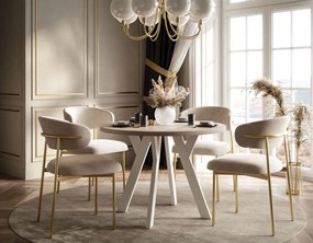 OKRÚHLY ROZKLADACÍ JEDÁLENSKÝ STÔL EWALD KAŠMÍR MATNÝ + BIELY 100/140 cm