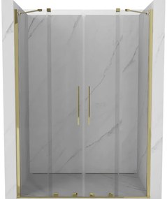 Mexen Velar Duo, posuvné dvere do otvoru 140x200 cm, 8mm číre sklo, zlatá lesklá, 871-140-000-02-50