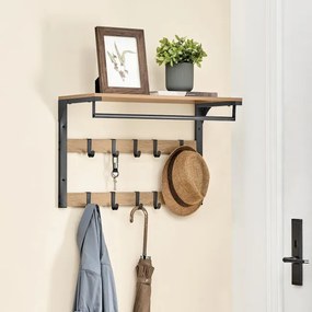 Nástenný vešiak s poličkou OSKAR LCR101B11 čierny / hnedý