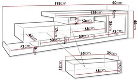 Moderný TV stolík/skrinka Sylvaro (biela/wotan). Vlastná spoľahlivá doprava až k Vám domov. 1053725