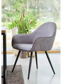 Sivé čalúnené jedálenské kreslo s podrúčkami Minto – Unique Furniture