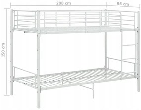 vidaXL Poschodová posteľ biela kovová 90x200 cm manželská