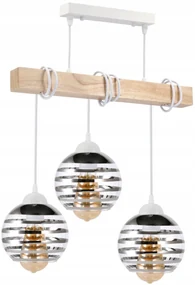 BERGE LED závesné stropné svietidlo, drevený trám, 3xE27 loft - biela
