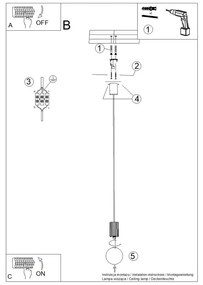 Tmavomodré závesné svietidlo so skleneným tienidlom ø 12 cm Orbital – Sollux