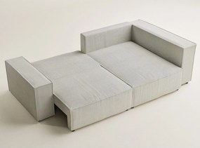 Krémovobiela menčestrová rozkladacia/s úložným priestorom rohová pohovka (pravý roh/do L) Tonga – Maison de Rêve